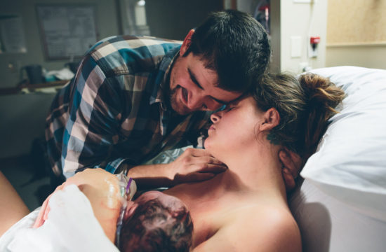 dad gazing at newborn baby Albany NY birth photography