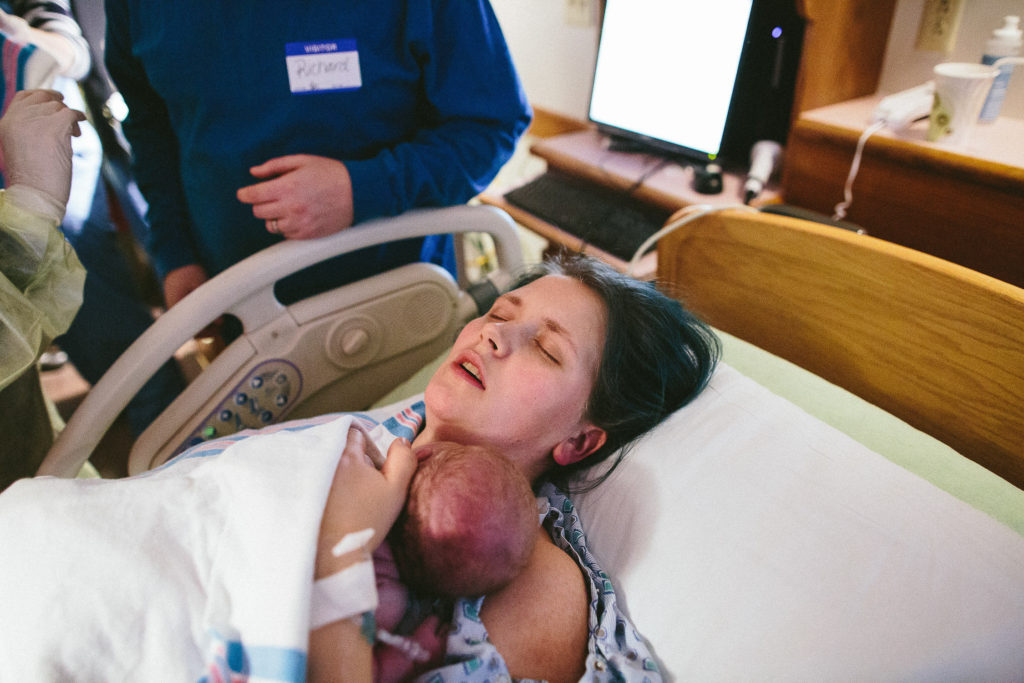 mom holding baby just born at Bellevue hospital in Niskayuna New York