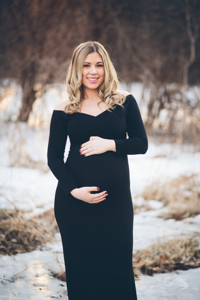 Albany New York Maternity Photography pregnant mom in black dress