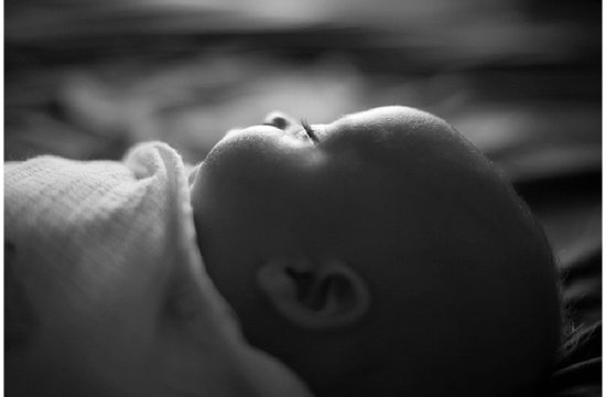 Sleeping baby boy with long lashes