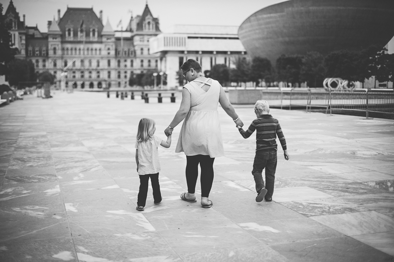 Black and white pictures walking in Albany