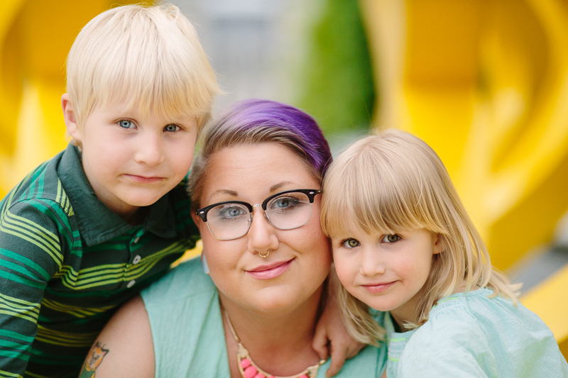 close up picture of mom with children