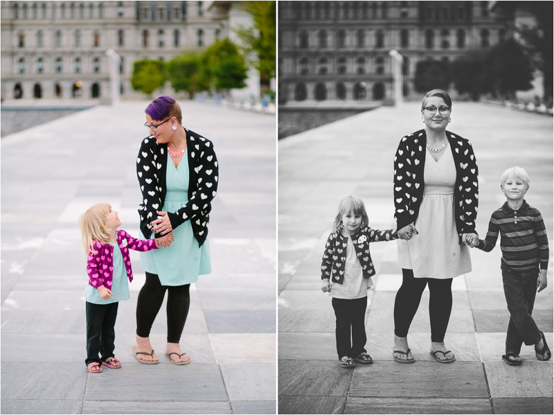 Mom and daughter in matching sweater