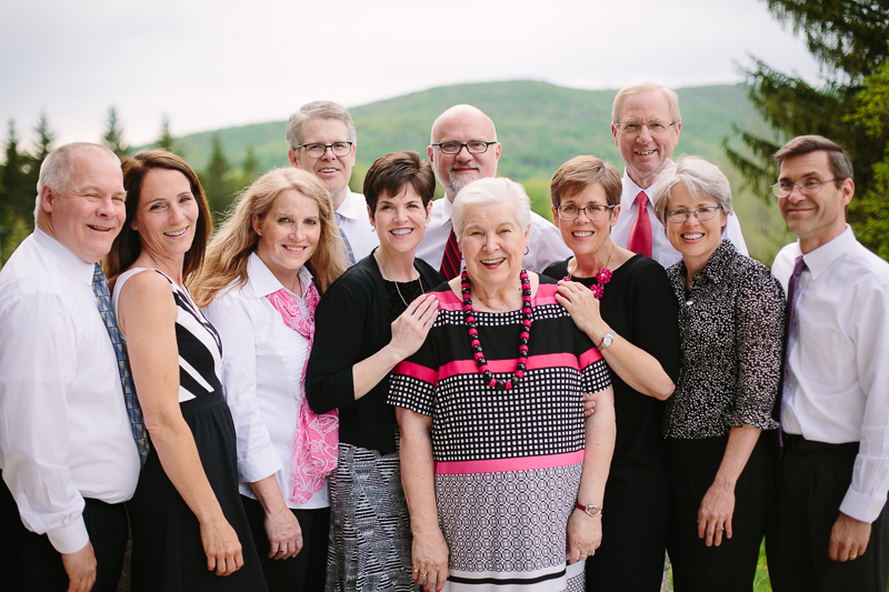 Extended family picture Jiminy Peak in background