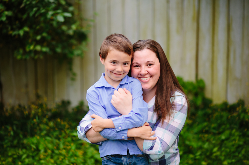 mom hugging her young son