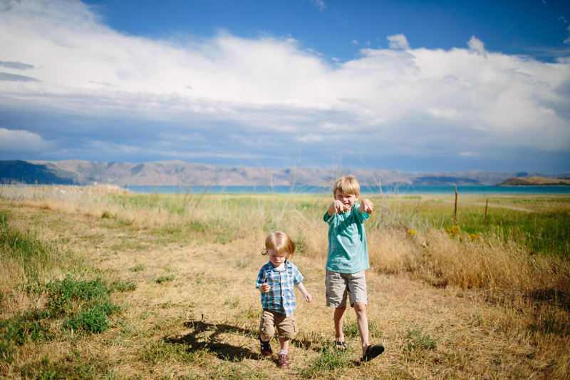 two boys walking near Bear Lake Utah