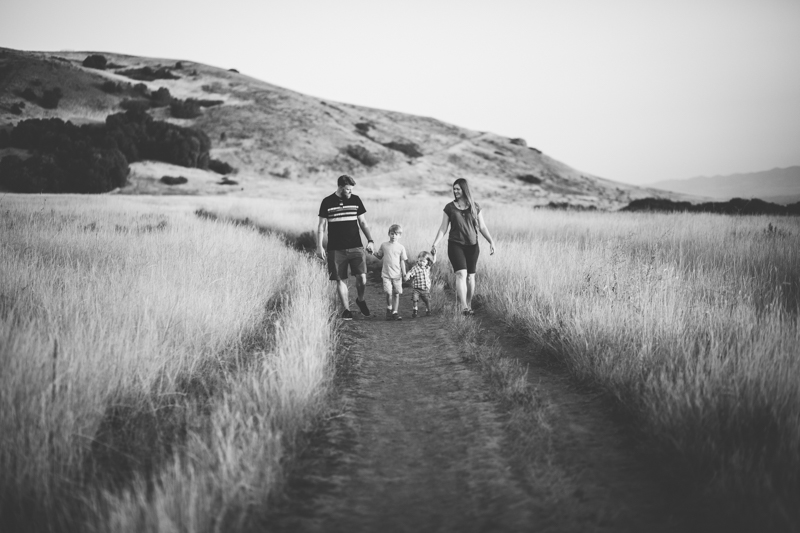 Family walking in the mountains