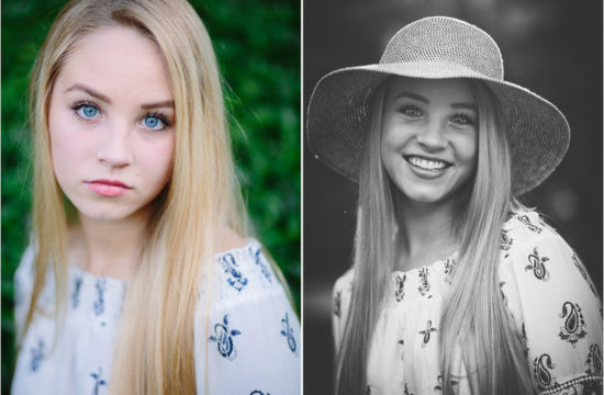 portrait of a senior girl black and white and color