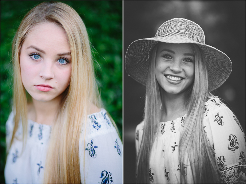 portrait of a senior girl black and white and color