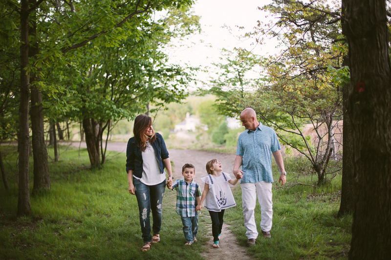 Family walking on trail at Peebles Island New York