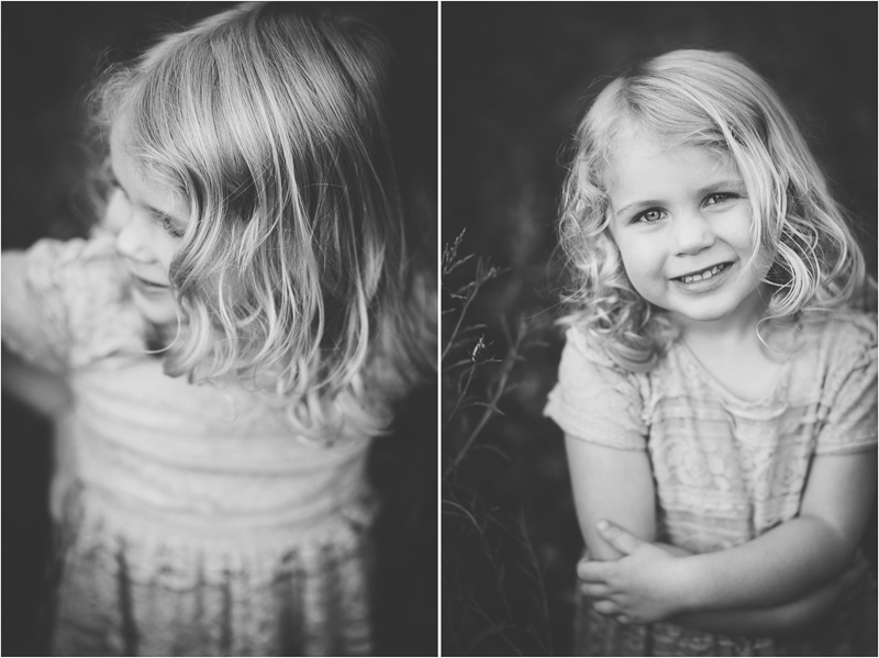 black and white picture of blonde little girl