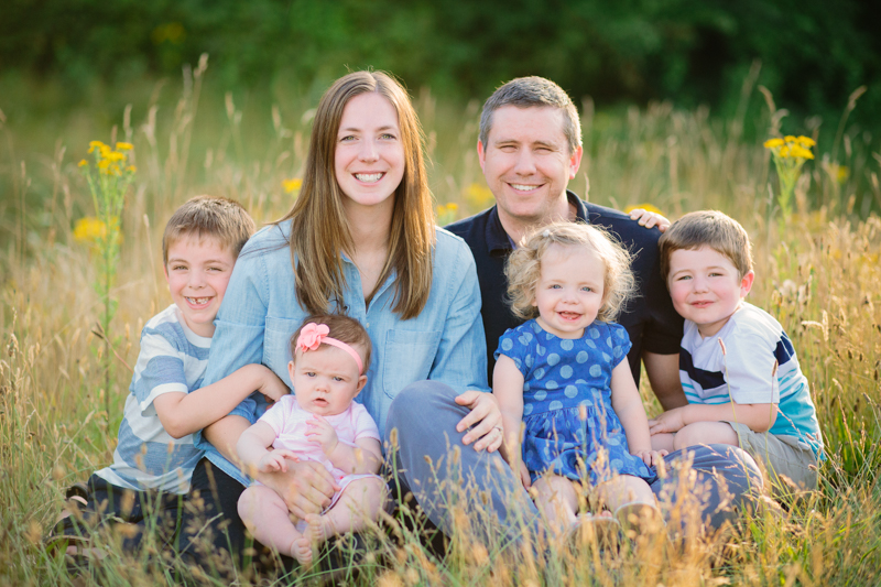family picture four kids mom and dad