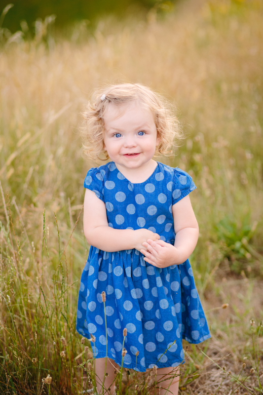 portrait of a little girl in a blue dress