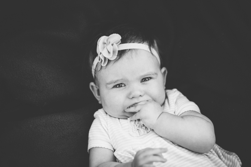 black and white portrait of baby girl
