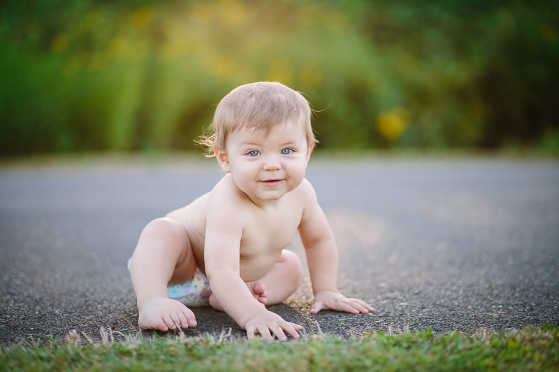 Baby boy about to crawl