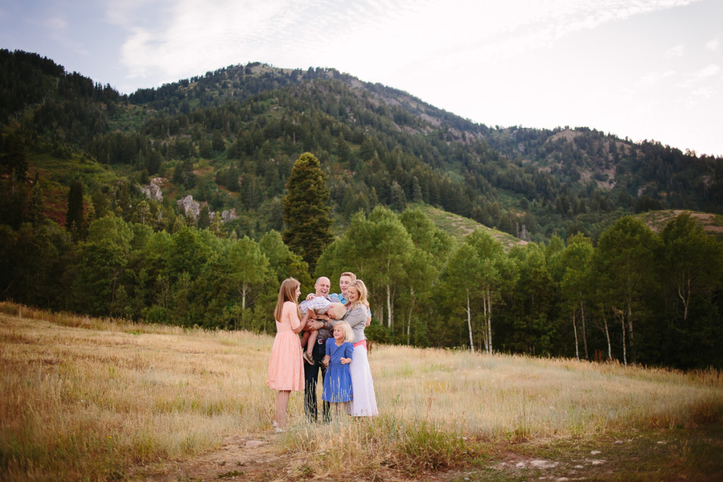 Family gathered together at Snowbasin ski resort