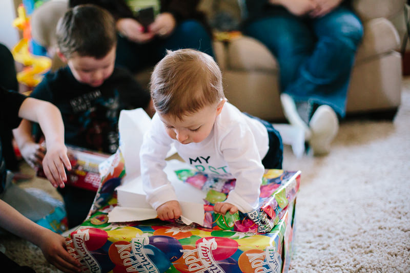 birthday boy opening presents