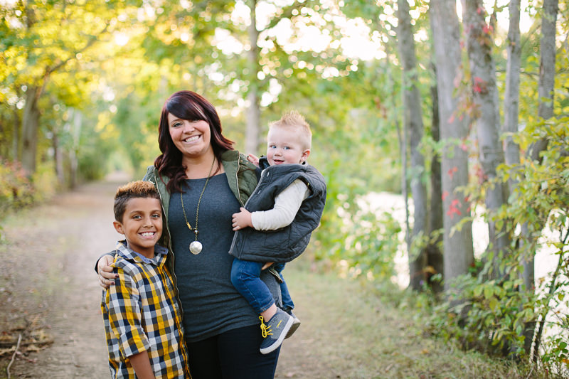 Aunt with her two nephew on a trail