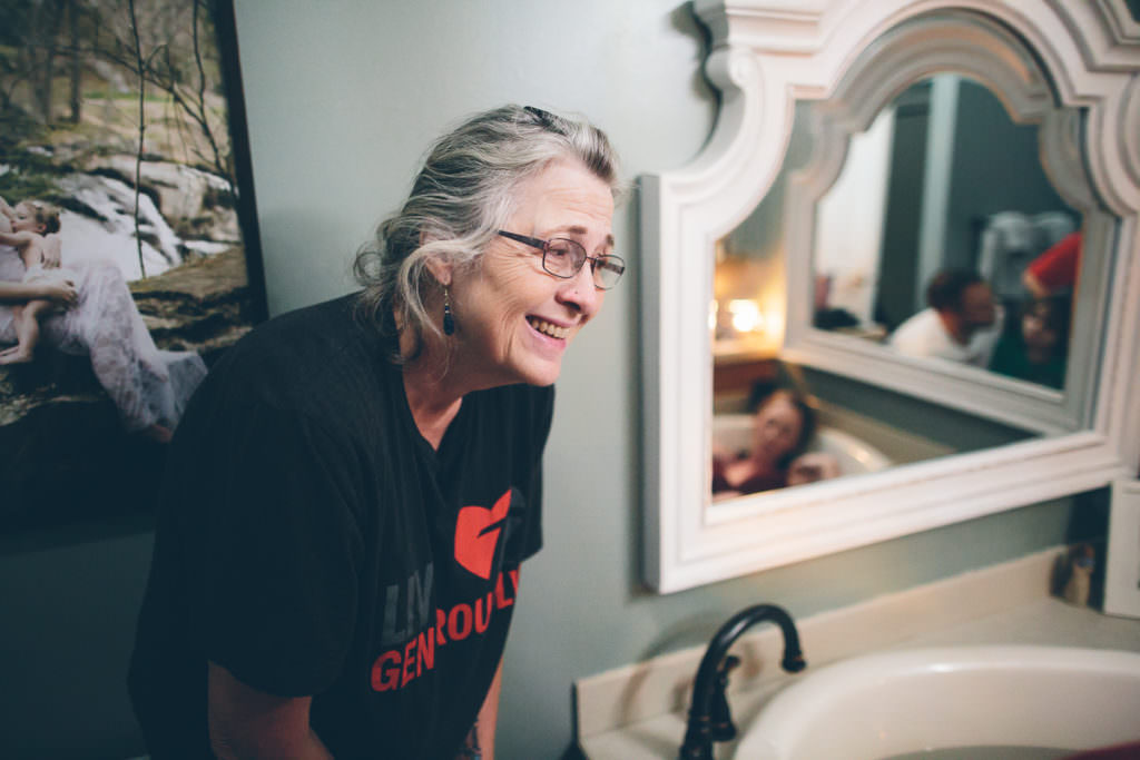 midwife talking to laboring mom