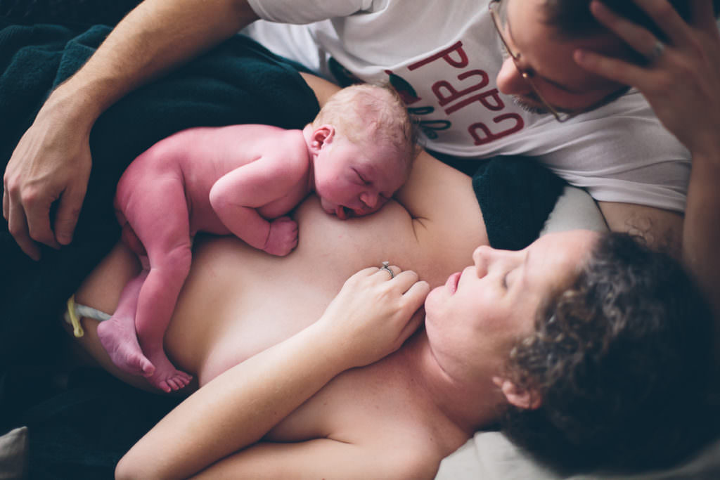 home birth baby on moms chest