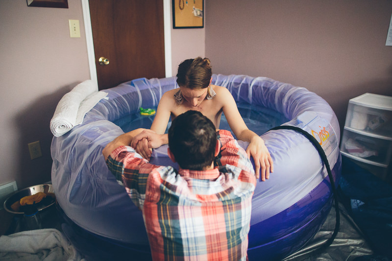 laboring mom concentrating