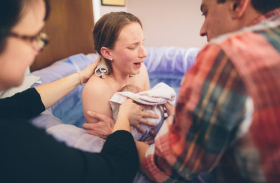 newborn girl just born homebirth