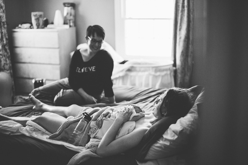 doula talking to mom after homebirth