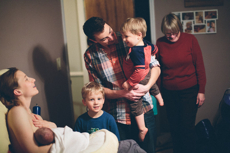 little brothers meeting new baby sister homebirth