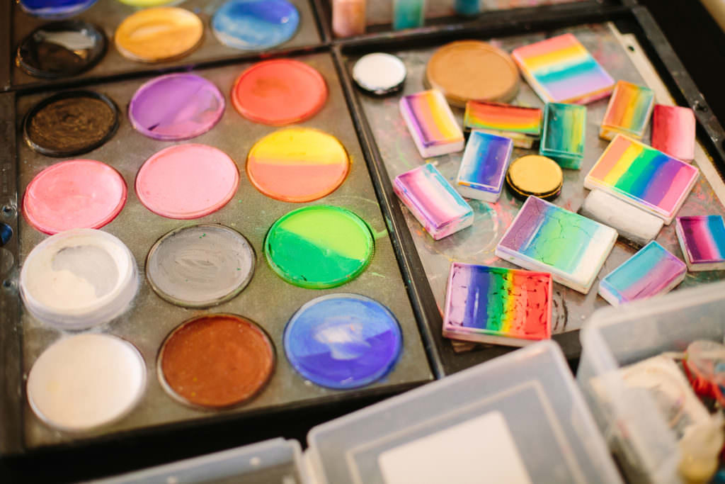 close up of face painting colors