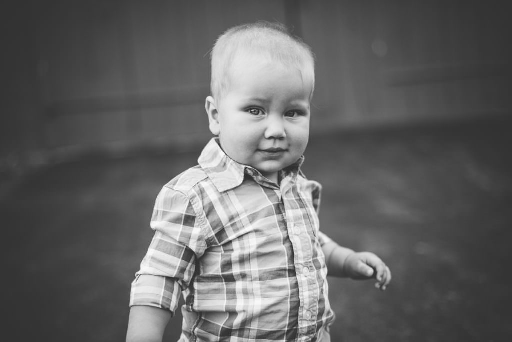 black and white picture of toddler boy