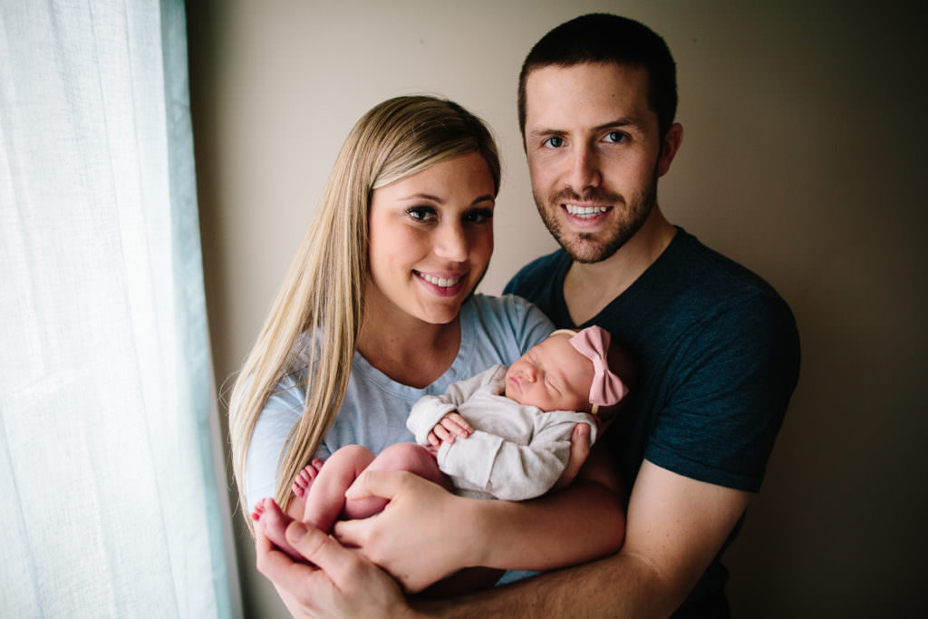 close up mom dad and baby