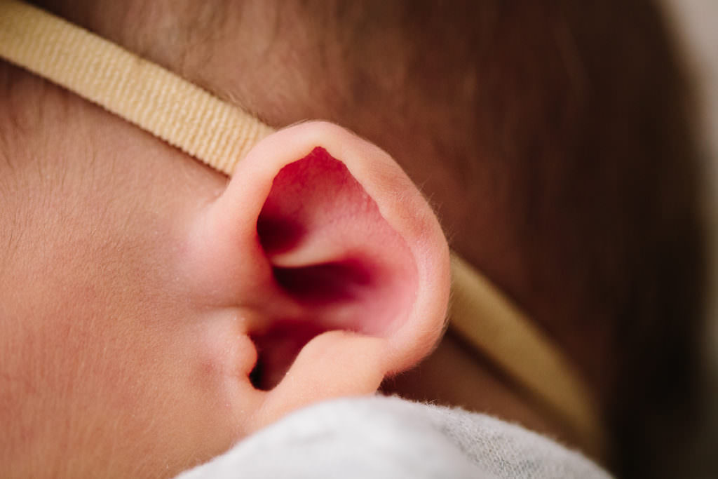 macro shot newborn baby ear