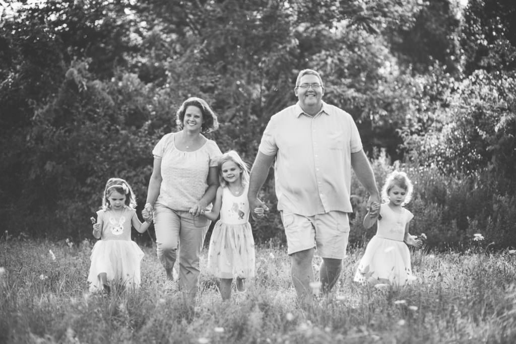 family of five walking in garnsey park