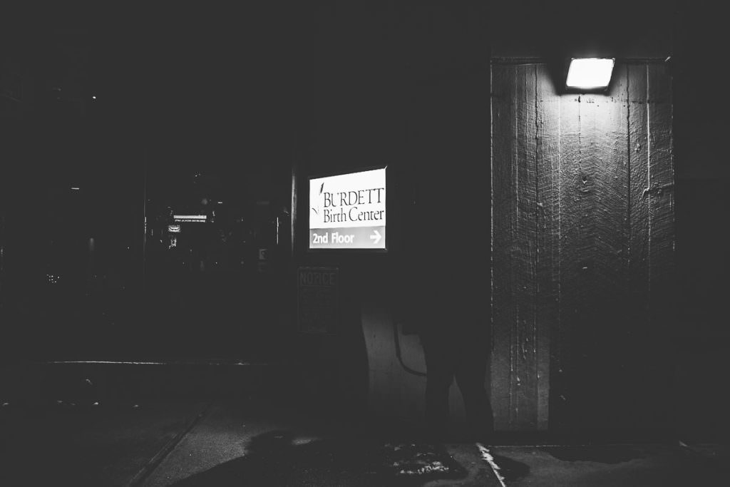 black and white sign entering burdett birth center at Samaritan Hospital in Troy NY