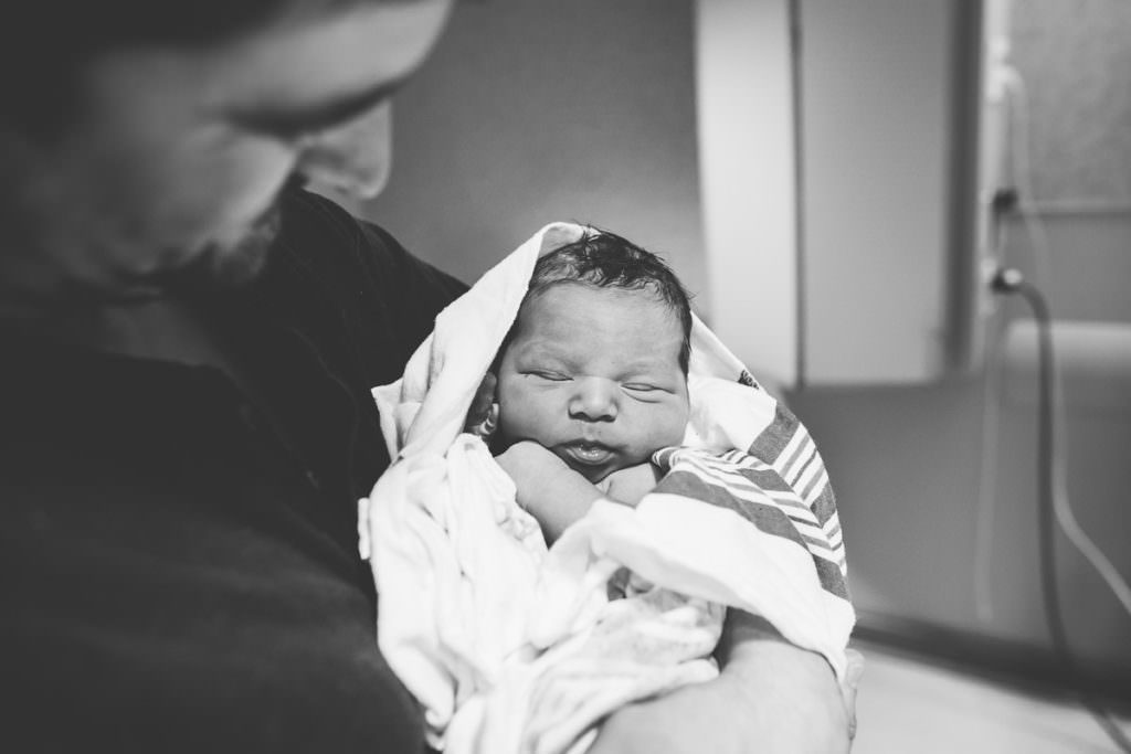 close up picture of baby wrapped in blanket at burdett birth center