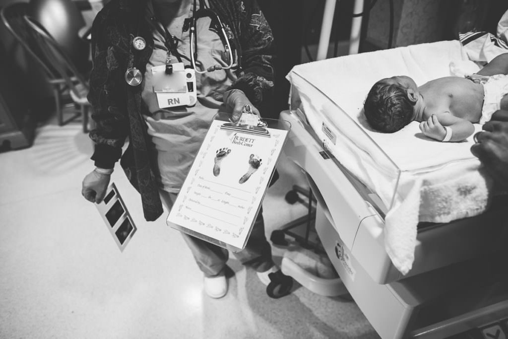 Footprints on a keepsake for mom and