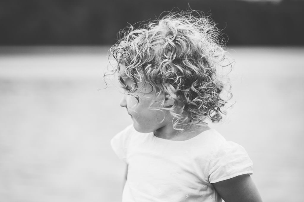 little girl with curly ringlet hair