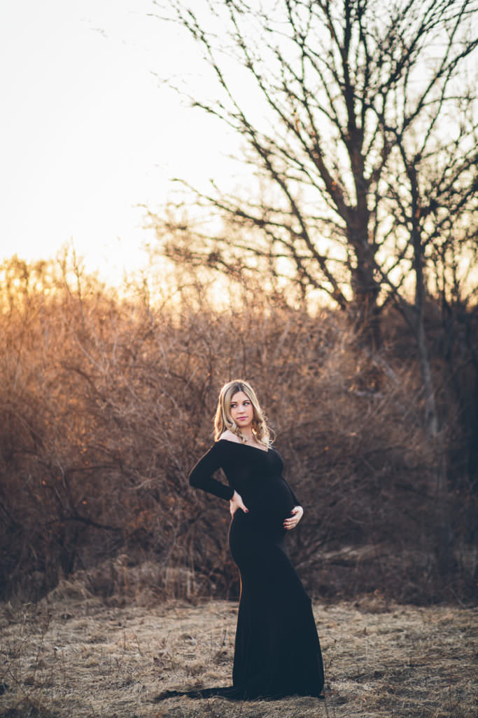 pregnant woman standing in field Albany NY maternity photographer