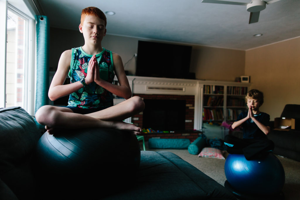 children meditating on yoga balls albany ny photographer