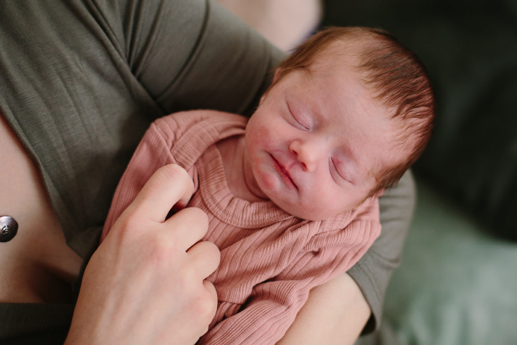 sleeping newborn baby girl