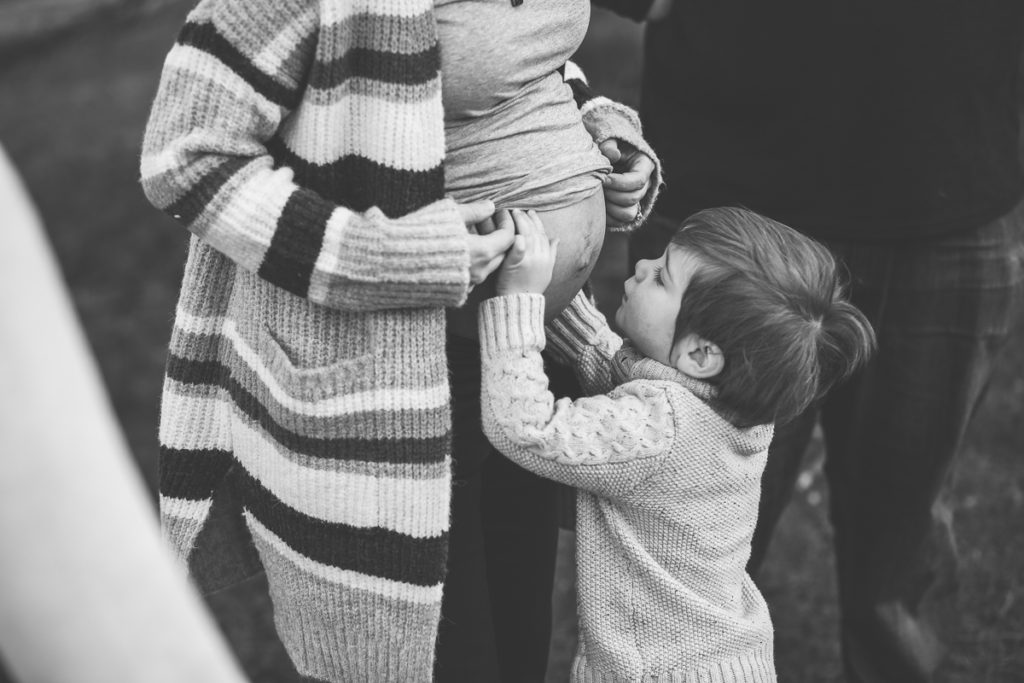 Clifton Park NY Maternity toddler kissing belly