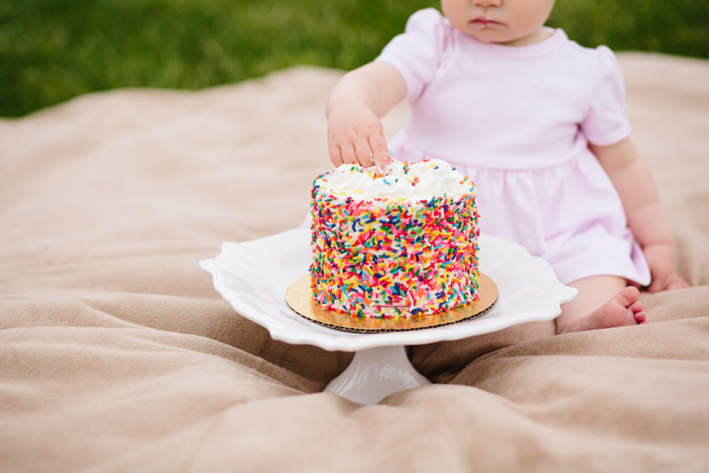 checking out the frosting Saratoga NY baby photography