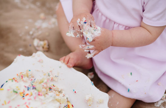 messy hands and feet after cake smash Saratoga NY Baby Photography