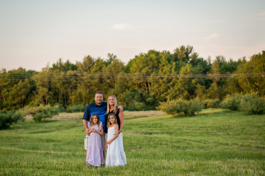 Family with twin girls family pictures at Riverview Orchards Clifton Park NY