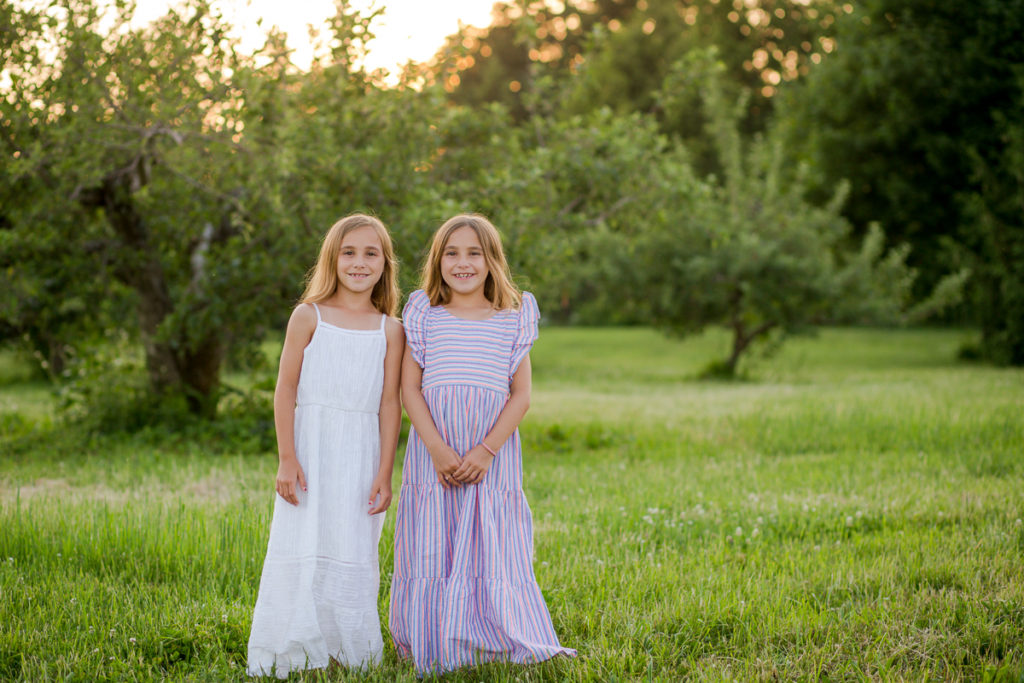 twin girls in dresses Clifton Park NY family photography