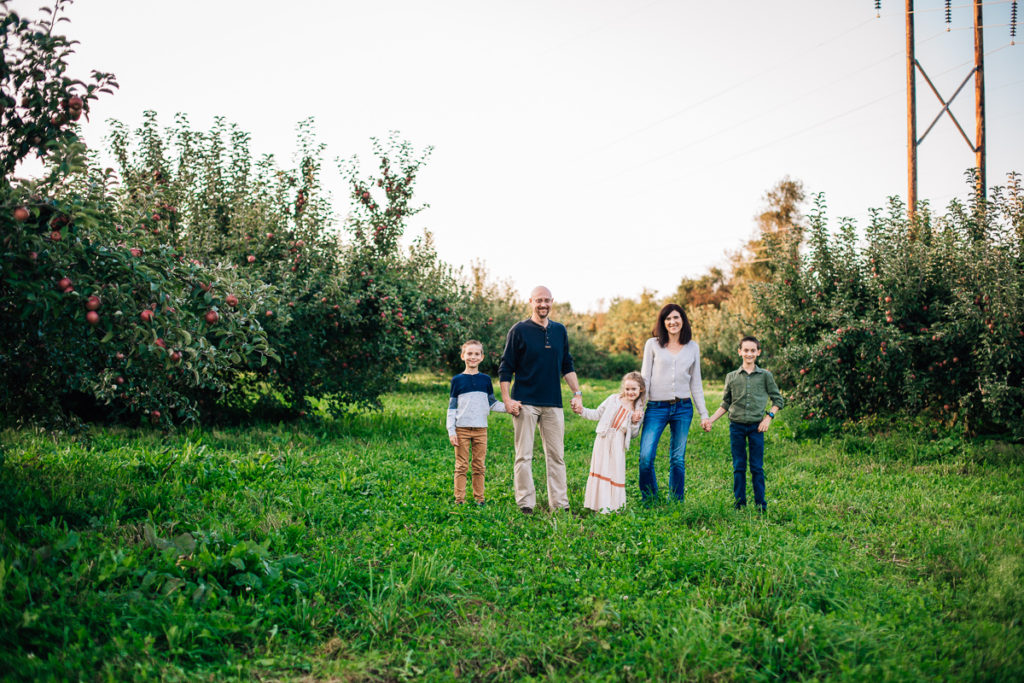 family walking in Riverview Orchards Clifton Park NY Photography