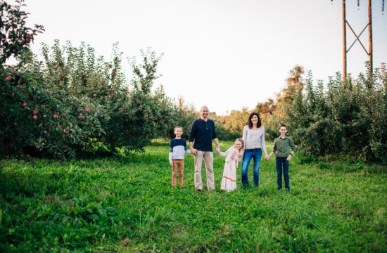 family walking in Riverview Orchards Clifton Park NY Photography